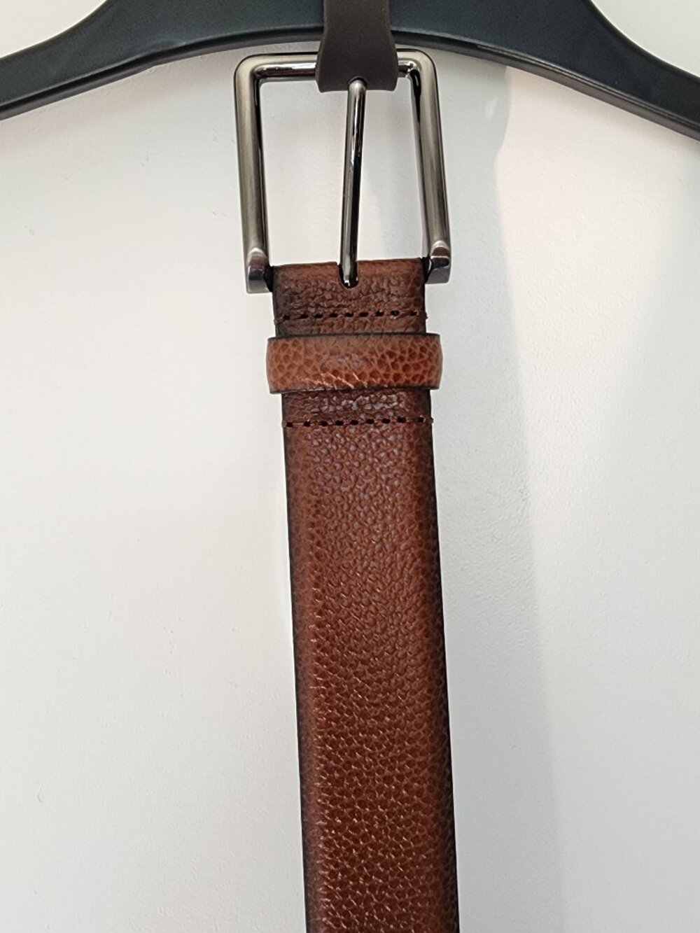 Size 48 Brown Belt Mens New Jos A Bank $70 Brown Pebbled Leather Silver Buckle